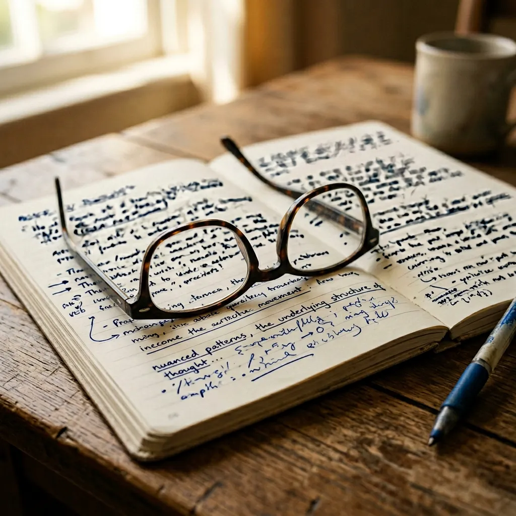 Choosing the right AI notetaker — reading glasses on annotated notebook page